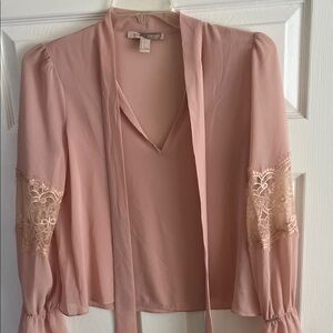 Forever 21 Blush Pink Lace Sleeve Blouse
